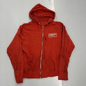 Vintage 60s 70s Red Thermal Lined Zip Up Hoodie